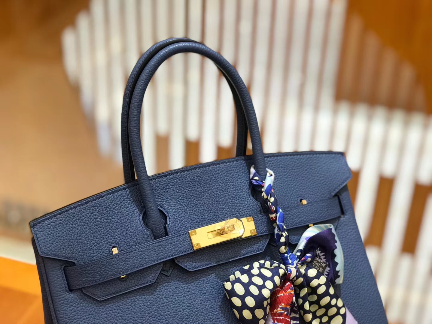 Hermès（爱马仕）Birkin 30cm 明兰色 Togo小牛皮 金扣 原版蜜蜡线 顶级手工缝制