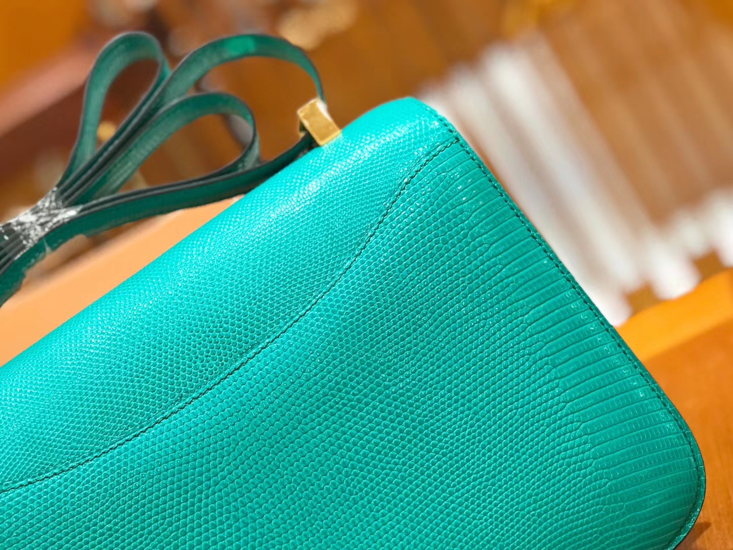 Hermès（爱马仕）Constance 维罗纳绿 南非野生蜥蜴皮 金扣 24cm 原版蜜蜡线 顶级手工