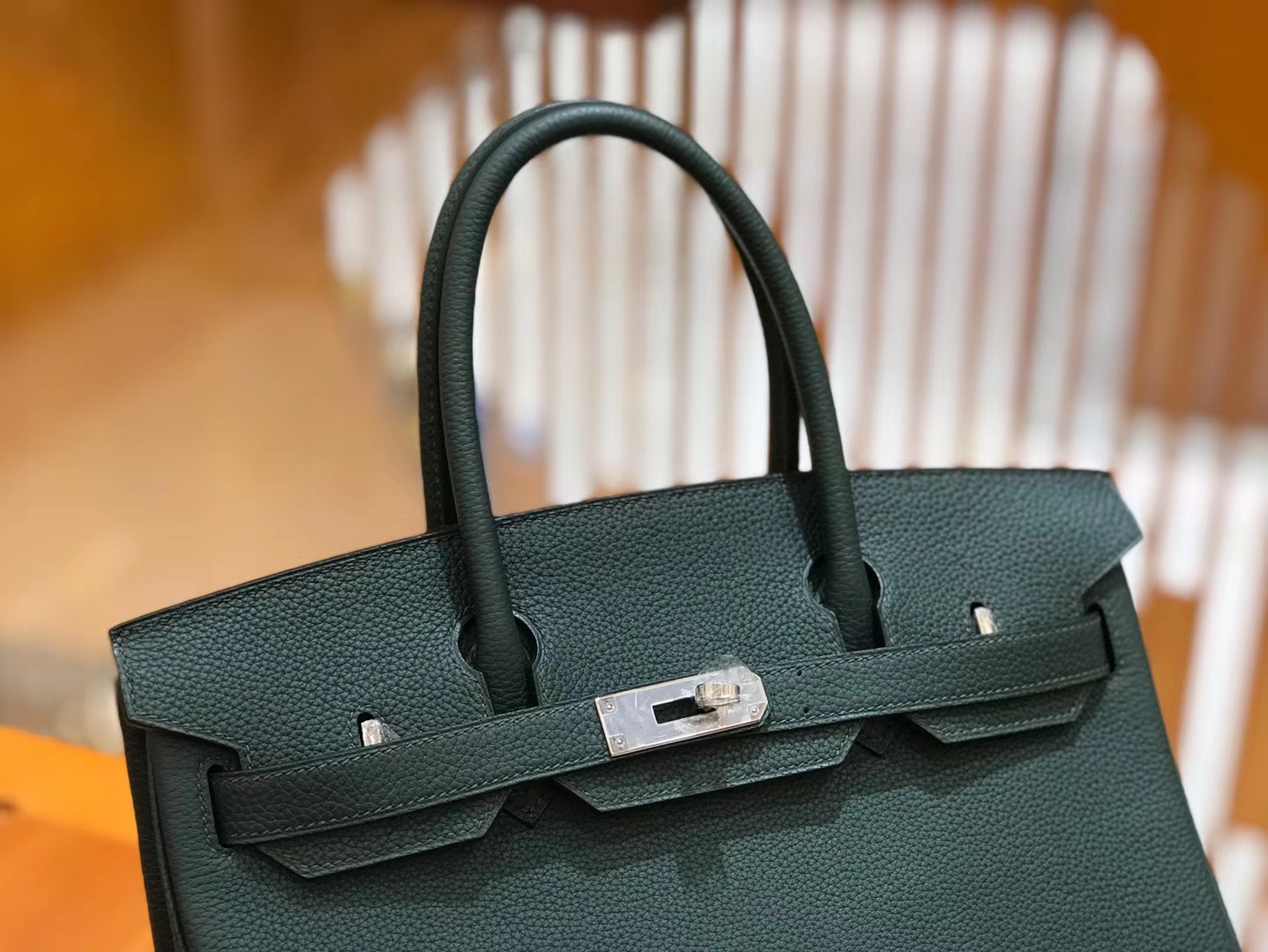 Hermès（爱马仕）Birkin 30cm 松柏绿 Togo小牛皮 银扣 原版蜜蜡线 顶级手工缝制