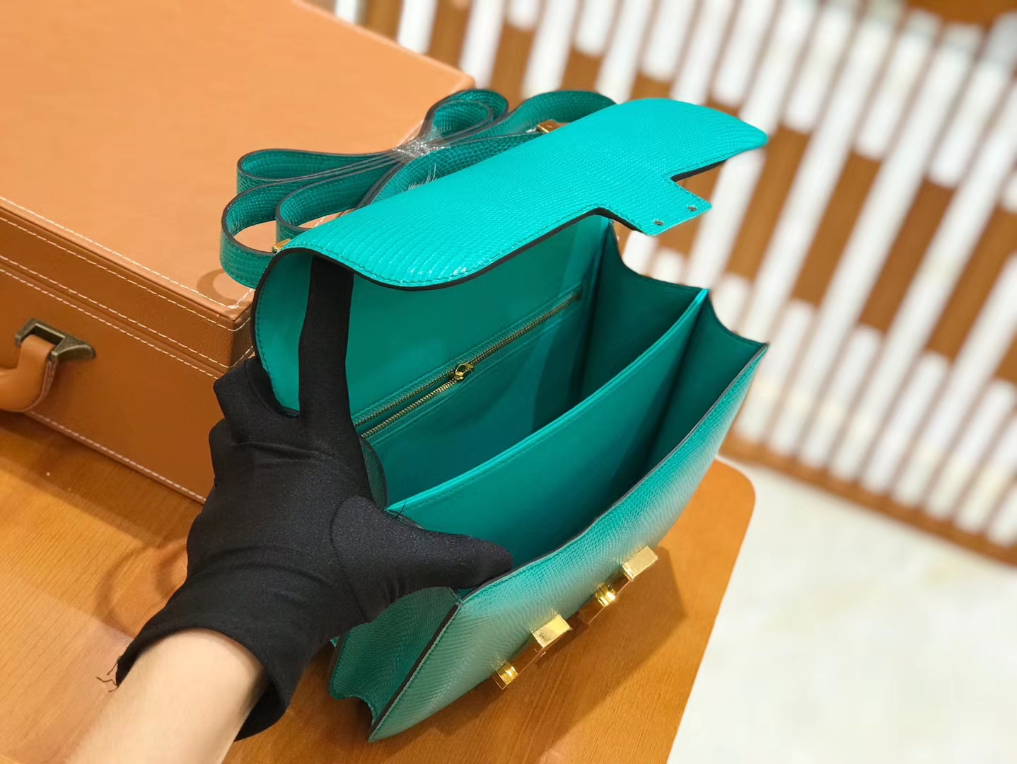 Hermès（爱马仕）Constance 维罗纳绿 南非野生蜥蜴皮 金扣 24cm 原版蜜蜡线 顶级手工