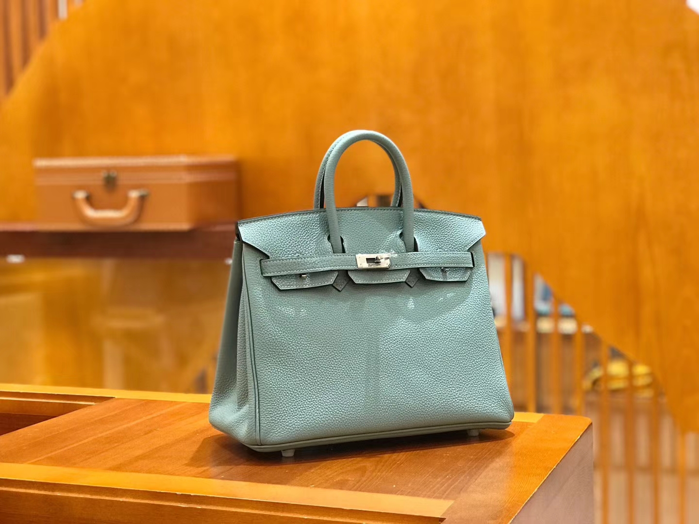 Hermès（爱马仕）Birkin 25cm 青天蓝 Togo小牛皮 银扣 原版蜜蜡线 顶级手工缝制