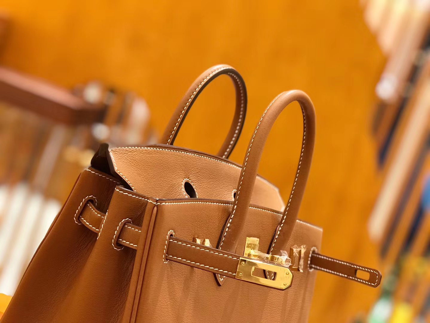 Hermès（爱马仕）Birkin 25cm 金棕 swift牛皮 金扣 原版蜜蜡线 顶级手工缝制