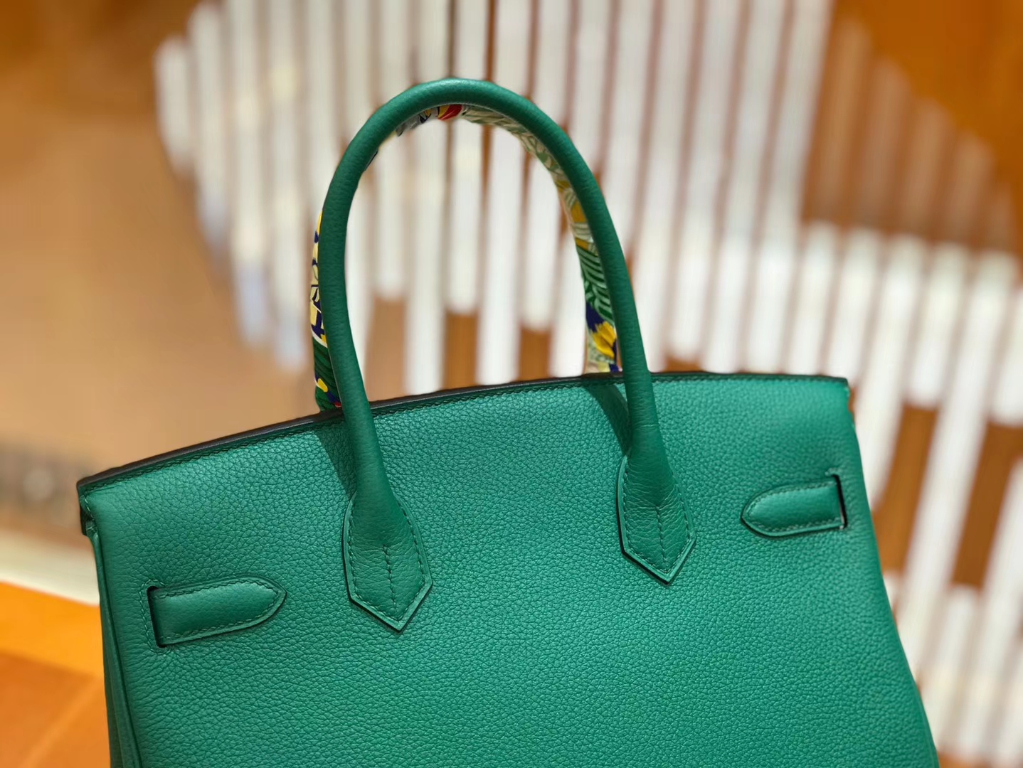 Hermès（爱马仕）Birkin 30cm 丝绒绿 Togo小牛皮 金扣 原版蜜蜡线 顶级手工缝制