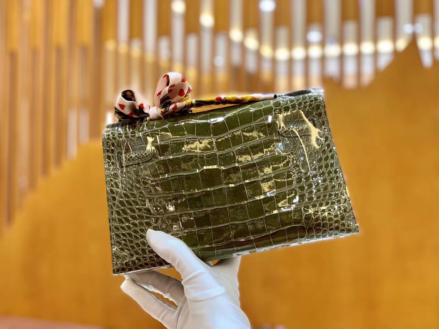 Hermès（爱马仕）Mini kelly 22cm 一级尼罗鳄 橄榄绿 金扣 原版蜜蜡线 顶级手缝