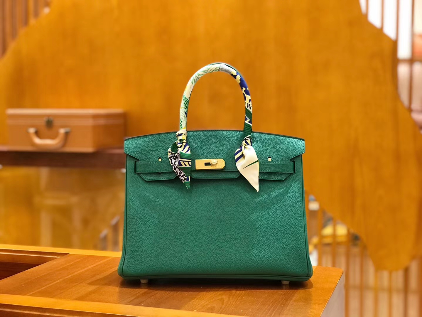 Hermès（爱马仕）Birkin 30cm 丝绒绿 Togo小牛皮 金扣 原版蜜蜡线 顶级手工缝制