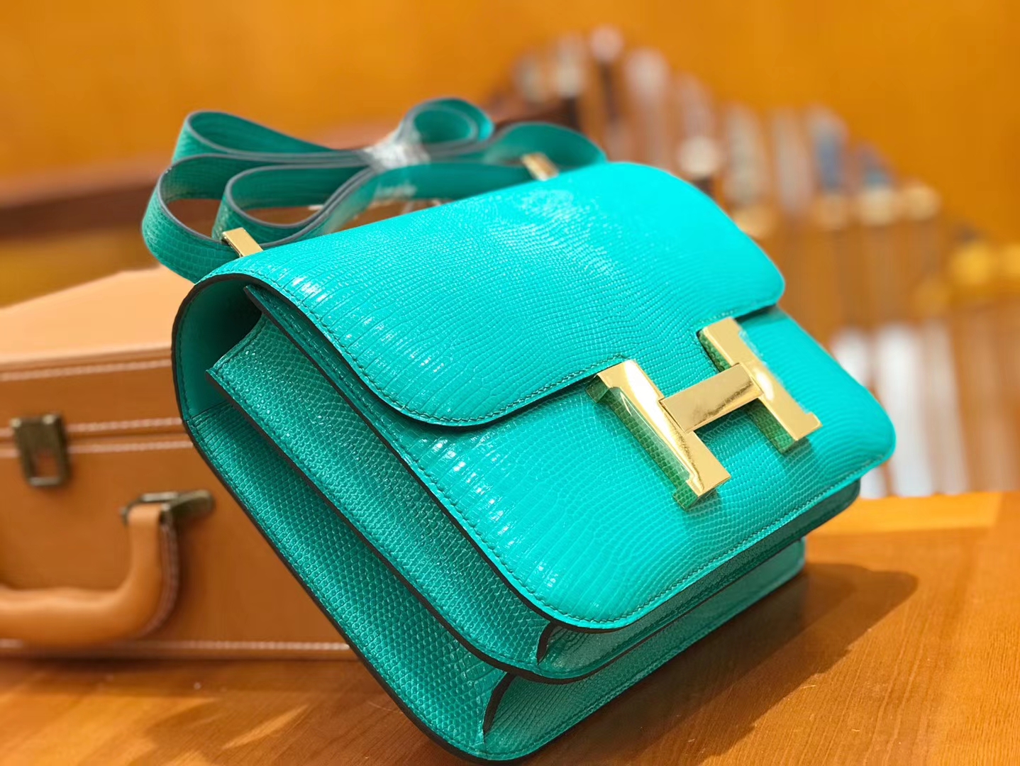 Hermès（爱马仕）Constance 维罗纳绿 南非野生蜥蜴皮 金扣 24cm 原版蜜蜡线 顶级手工