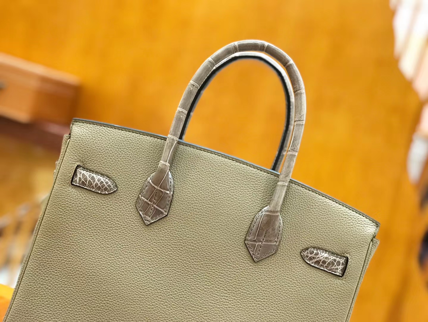Hermès（爱马仕）Birkin Touch 30cm 斑鸠灰 一级鳄鱼皮拼Togo牛皮 原版蜜蜡线 顶级手工