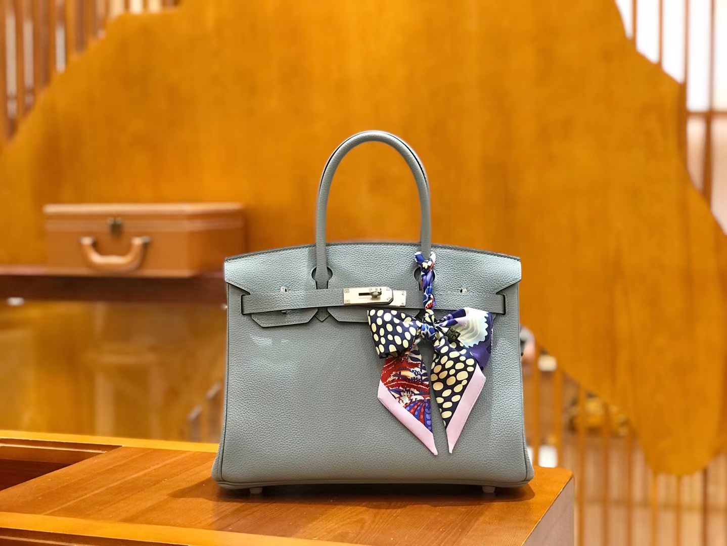Hermès（爱马仕）Birkin 30cm 亚麻蓝 Togo小牛皮 银扣 原版蜜蜡线 顶级手工缝制