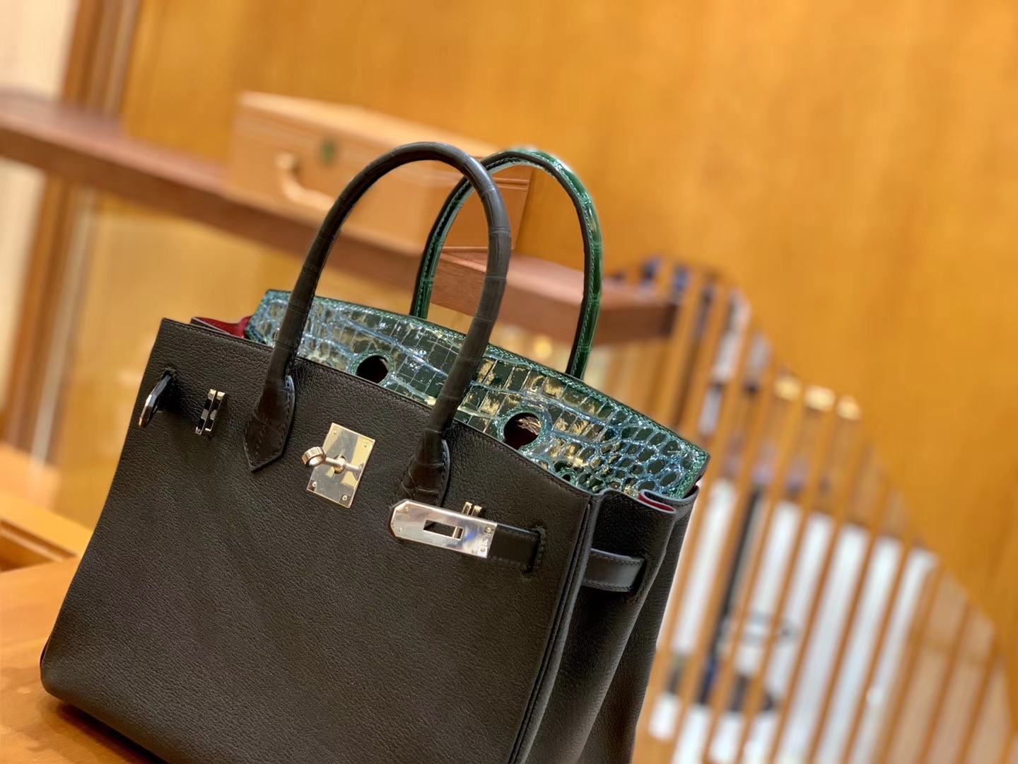 Hermès（爱马仕）Birkin 30cm 三拼皮三拼色 尼罗鳄鱼皮拼山羊皮 原版蜜蜡线 现货