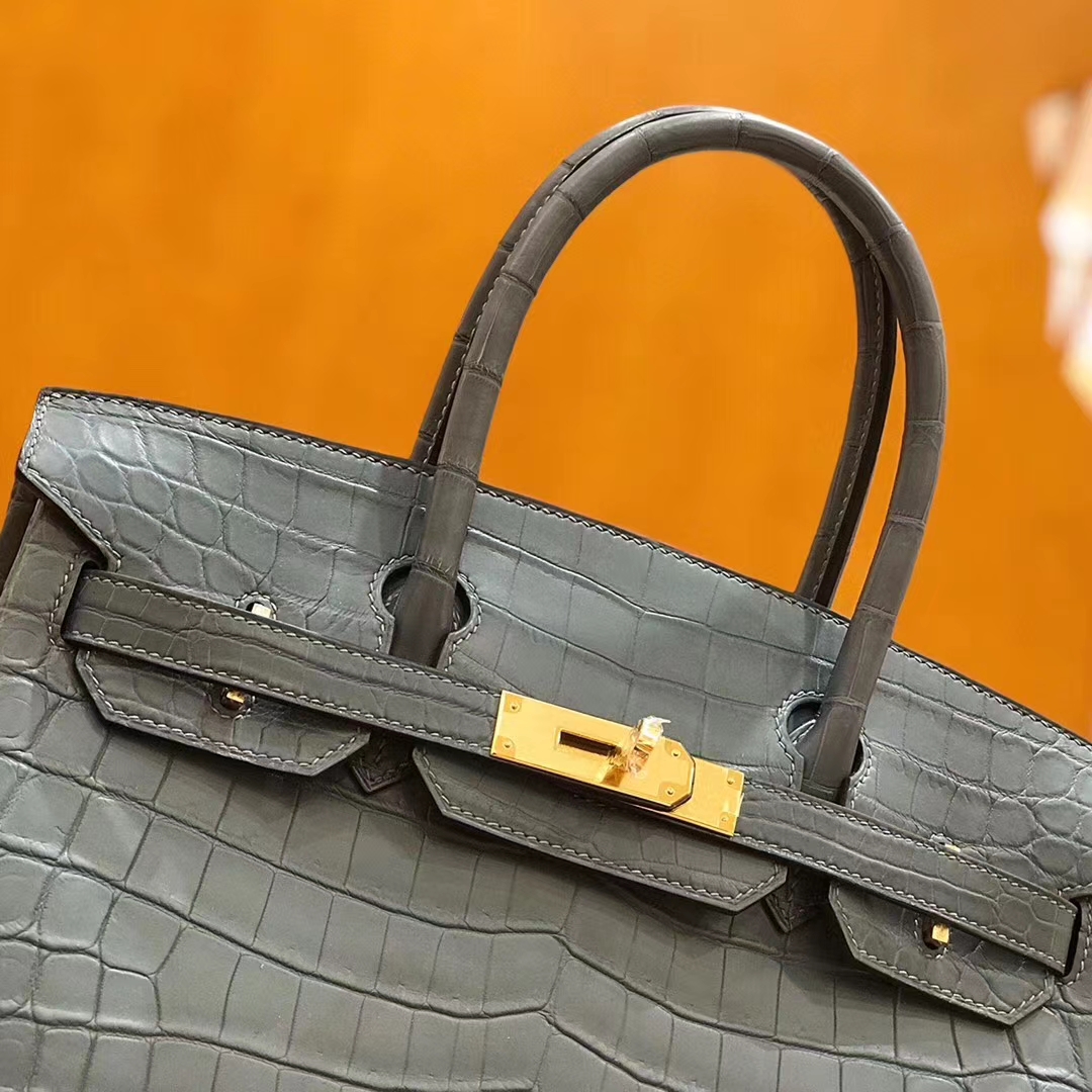 Hermès（爱马仕）Birkin 30cm 海鸥灰 尼罗鳄鱼皮 金扣 原版蜜蜡线 顶级手缝 现货