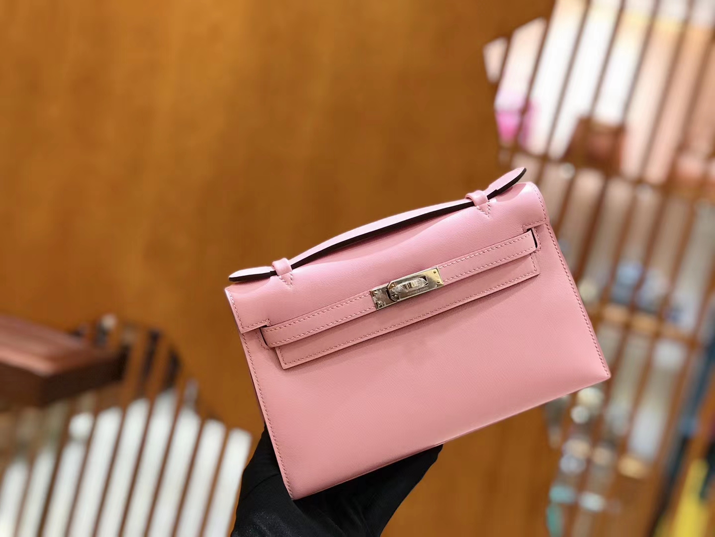 Hermès（爱马仕）Mini kelly 22cm Q粉 Swift 牛皮 银扣 原版蜜蜡线 顶级手缝