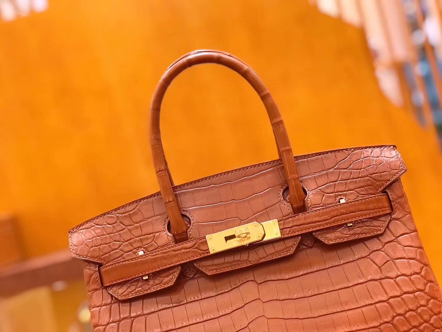 Hermès（爱马仕）Birkin 30cm 焦糖棕 尼罗鳄鱼皮 金扣 原版蜜蜡线 顶级手缝 现货
