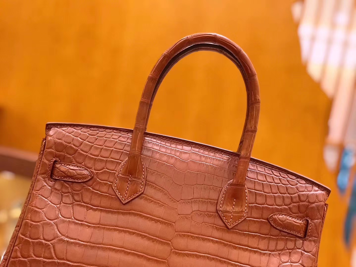 Hermès（爱马仕）Birkin 30cm 焦糖棕 尼罗鳄鱼皮 金扣 原版蜜蜡线 顶级手缝 现货
