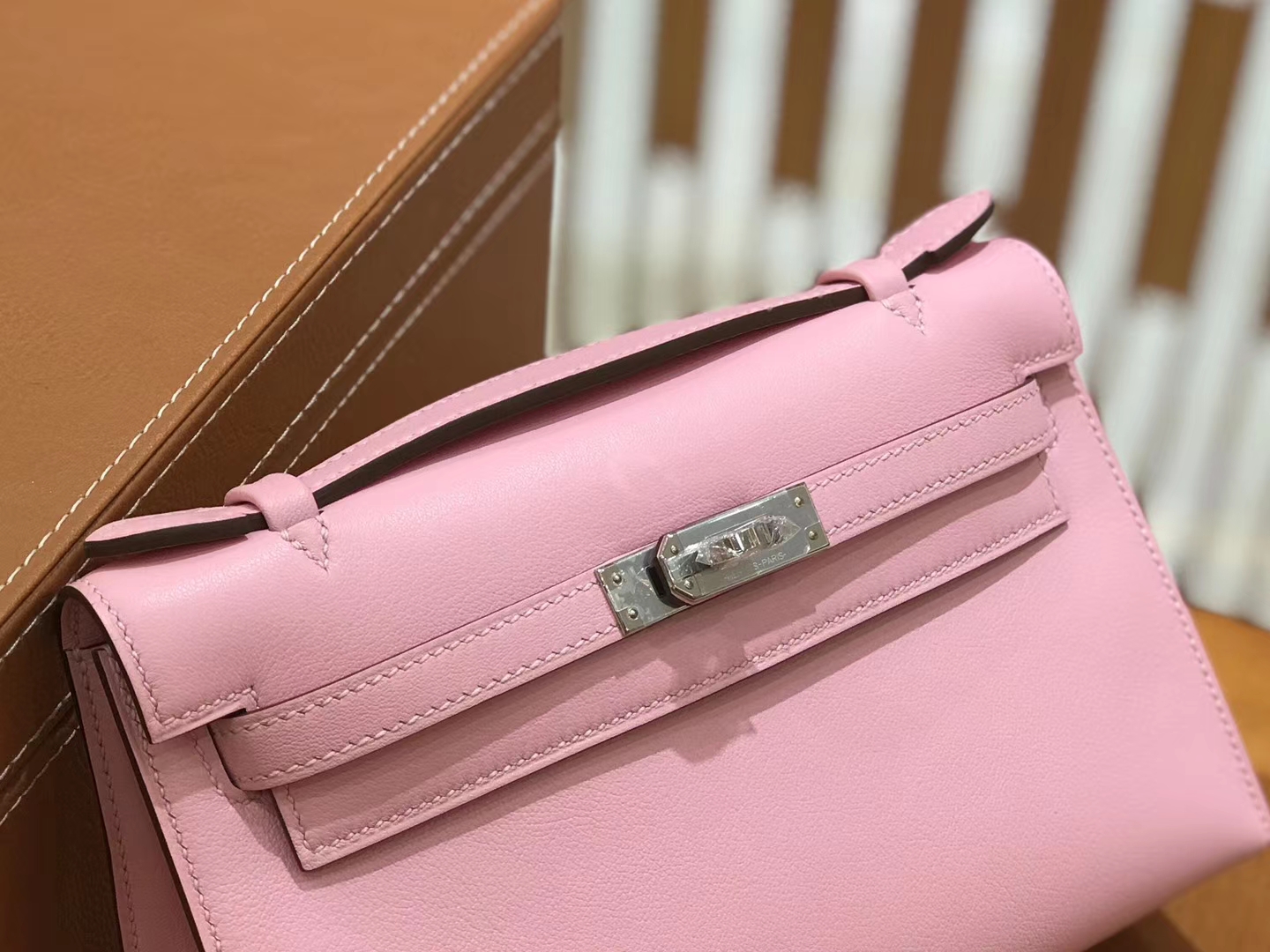 Hermès（爱马仕）Mini kelly 22cm Q粉 Swift 牛皮 银扣 原版蜜蜡线 顶级手缝