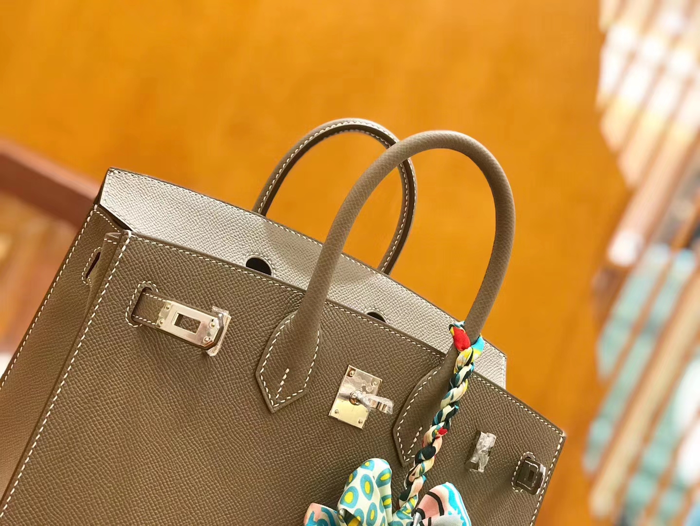 Hermès（爱马仕）Birkin 25cm 大象灰 Epsom 掌纹小牛皮 银扣 原版蜜蜡线 顶级手缝