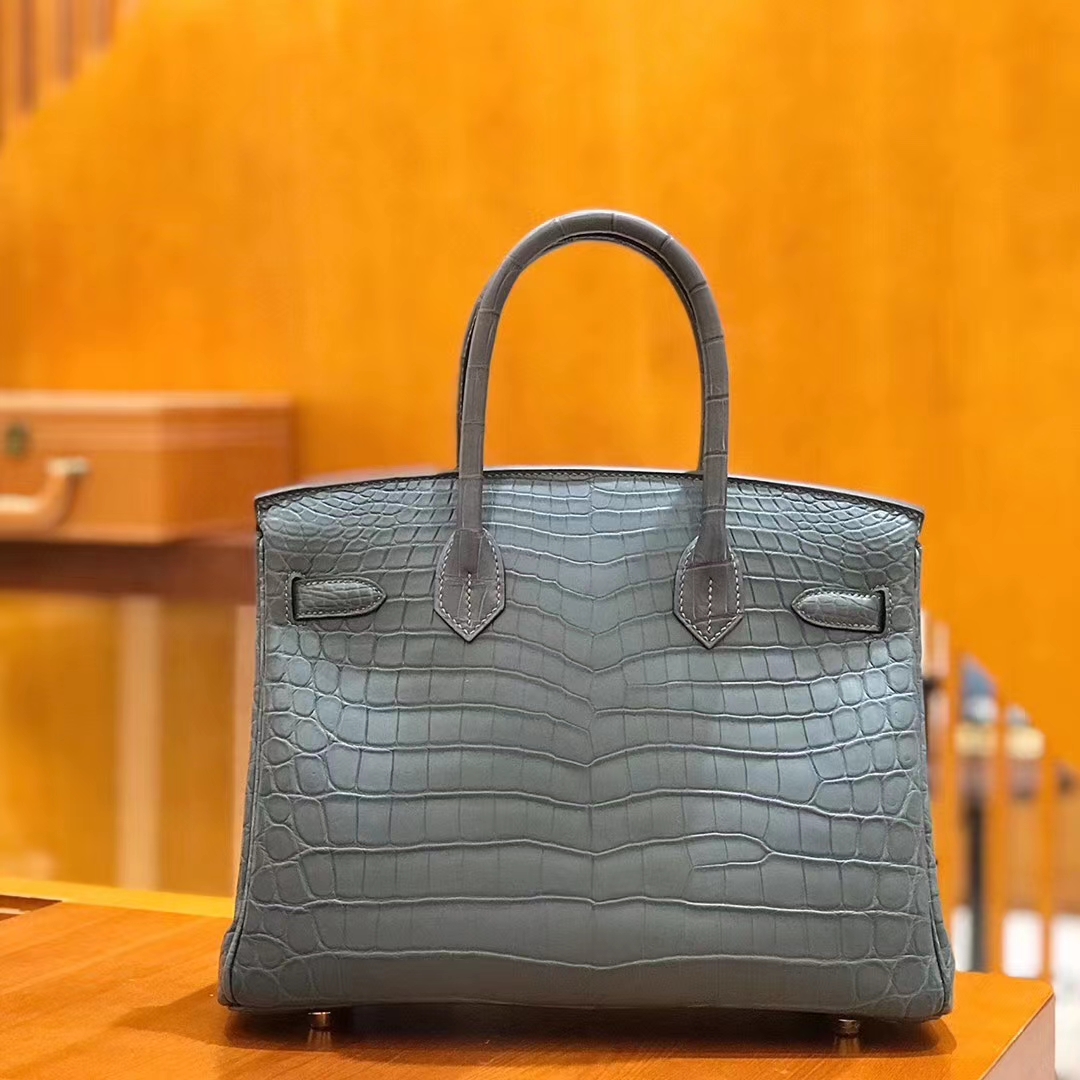 Hermès（爱马仕）Birkin 30cm 海鸥灰 尼罗鳄鱼皮 金扣 原版蜜蜡线 顶级手缝 现货