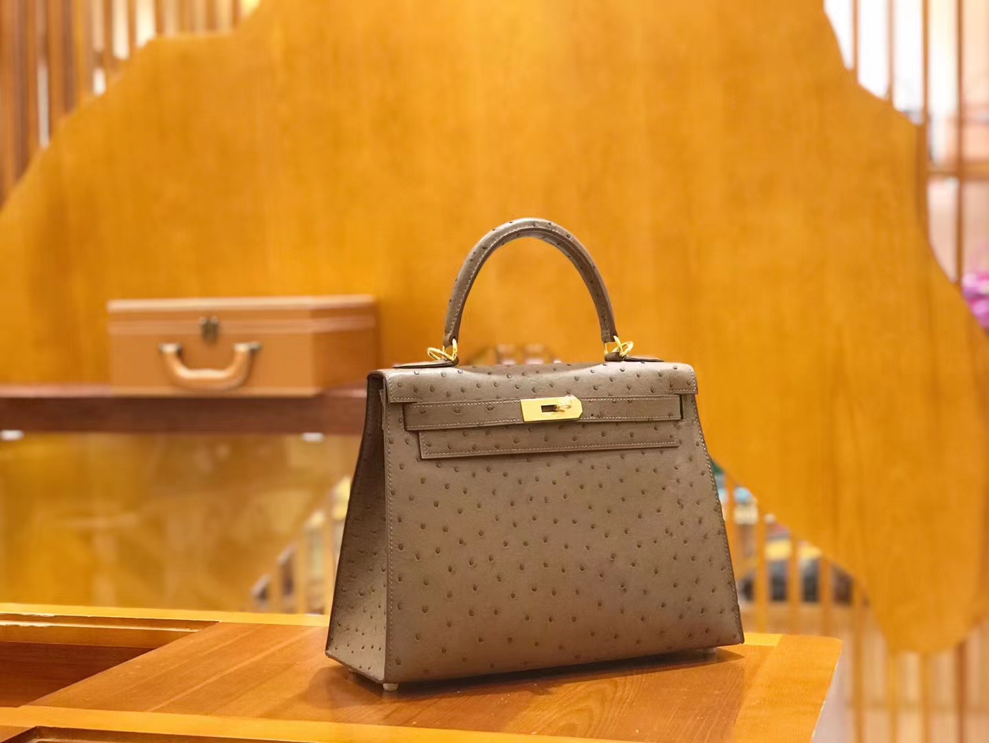 Hermès（爱马仕）Kelly 28cm 摩卡 南非KK鸵鸟皮 金扣 原版蜜蜡线 顶级手缝
