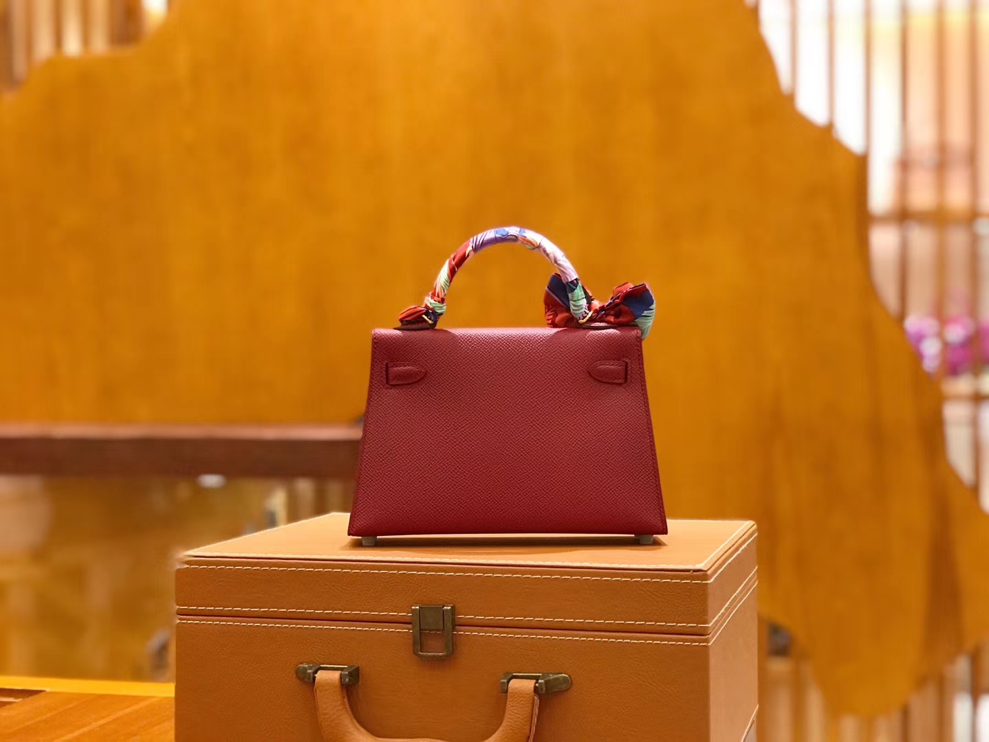 Hermès（爱马仕）Mini kelly 二代 石榴红 Epsom 掌纹小牛皮 金扣 原版蜜蜡线 顶级手缝