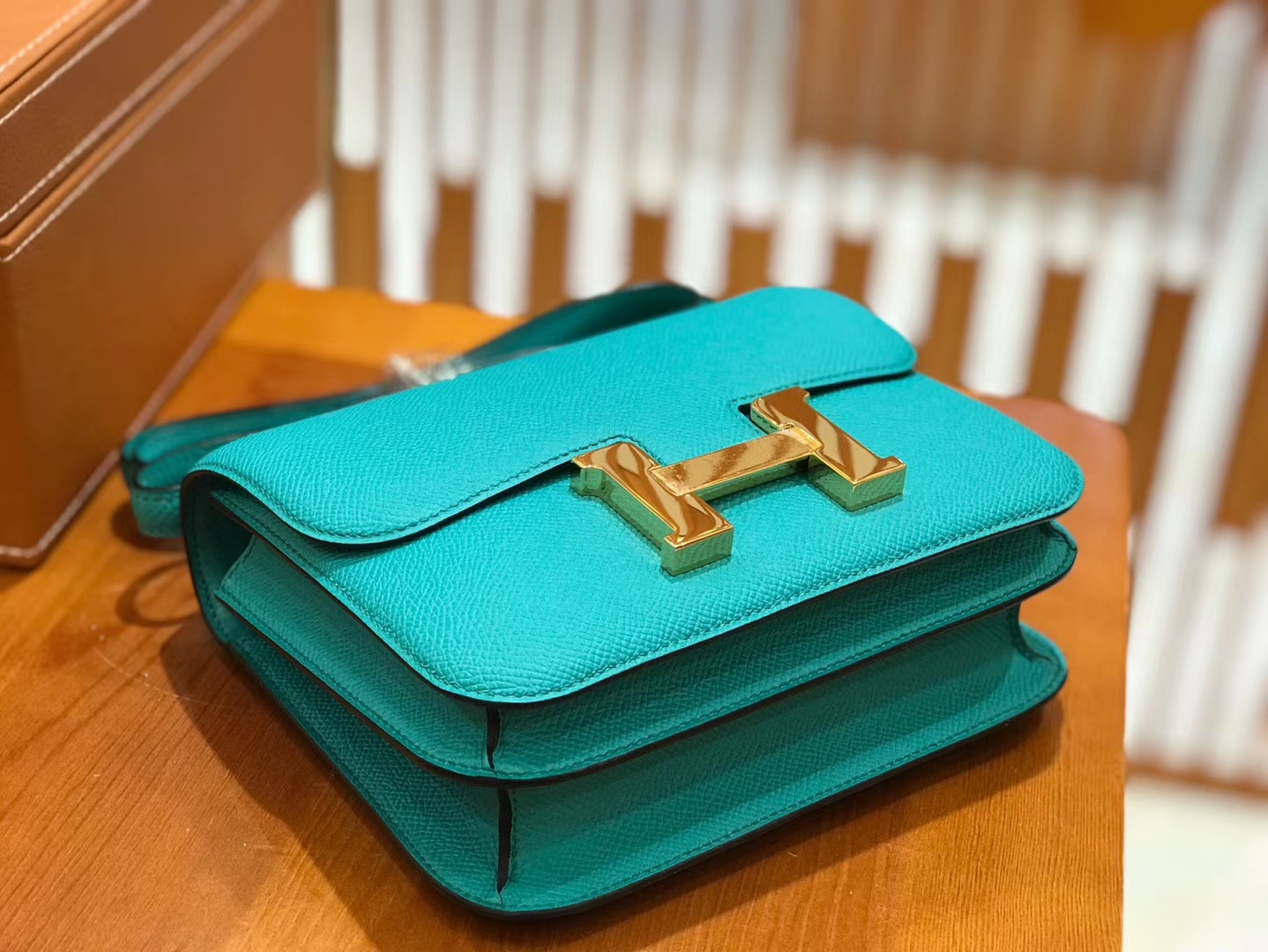 Hermès（爱马仕）康斯坦 18cm 维罗纳绿 Epsom 掌纹小牛皮 金扣 原版蜜蜡线 顶级手缝
