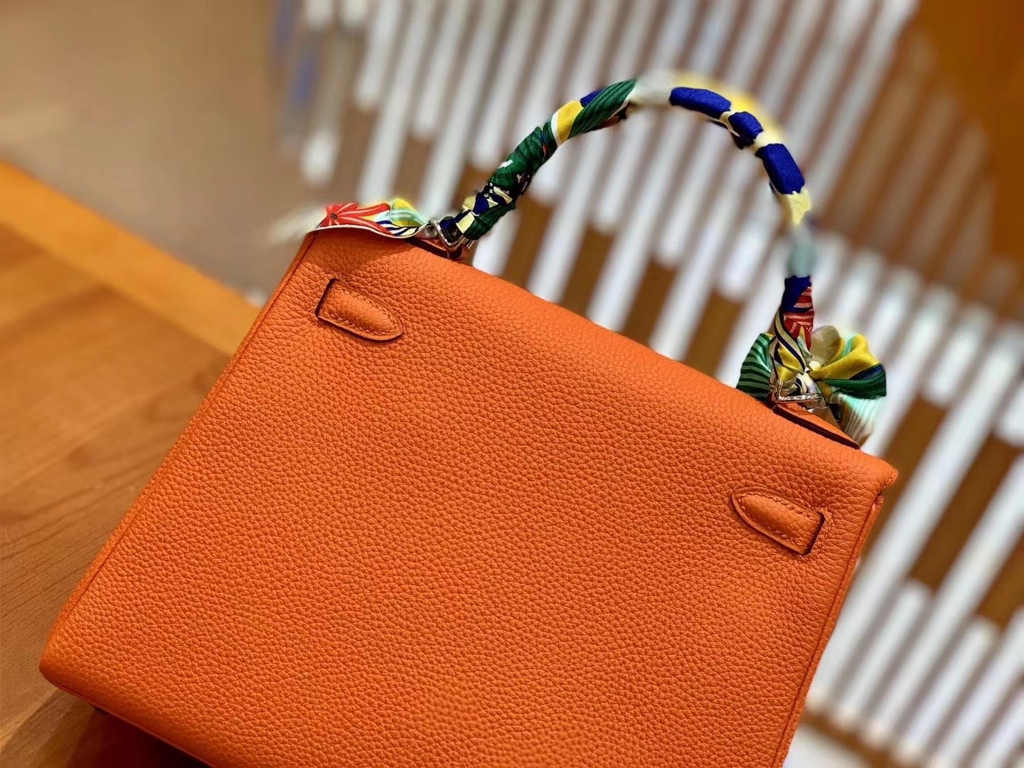 Hermès（爱马仕）Kelly 25cm togo 牛皮 橙色 鳄鱼皮工序版本 全手工缝制