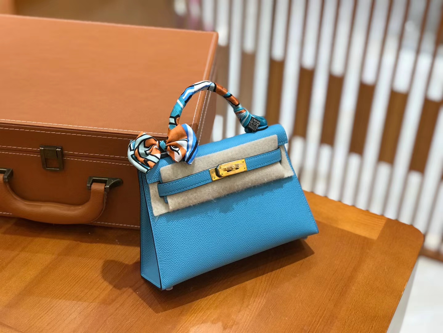 Hermès（爱马仕）Mini kelly 二代 北方蓝 Epsom 掌纹小牛皮 金扣 原版蜜蜡线 顶级手缝