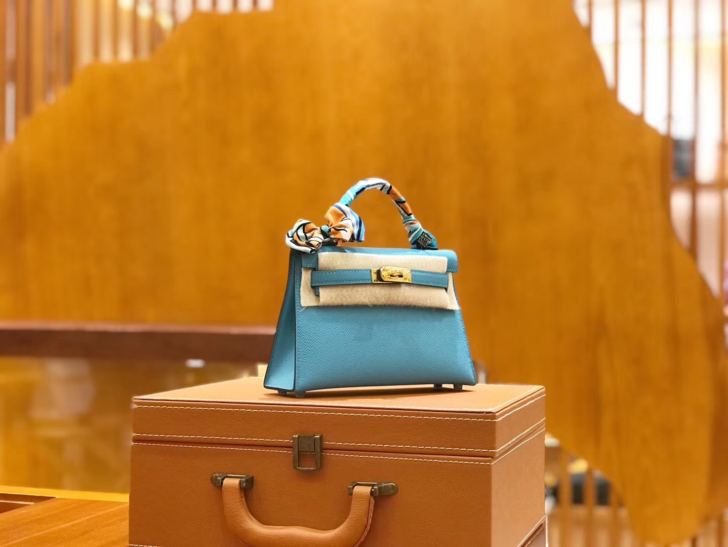 Hermès（爱马仕）Mini kelly 二代 北方蓝 Epsom 掌纹小牛皮 金扣 原版蜜蜡线 顶级手缝