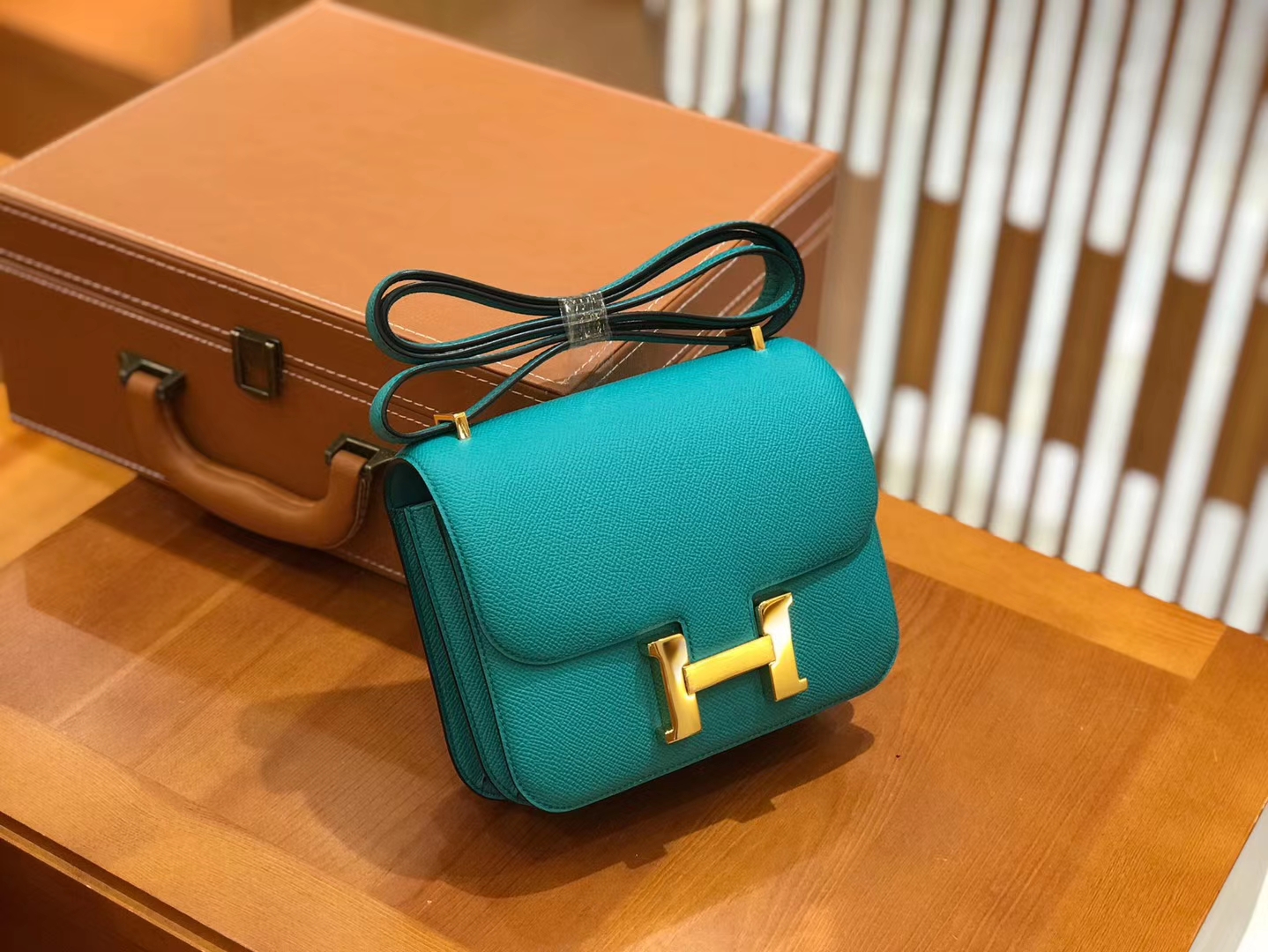 Hermès（爱马仕）康斯坦 18cm 维罗纳绿 Epsom 掌纹小牛皮 金扣 原版蜜蜡线 顶级手缝