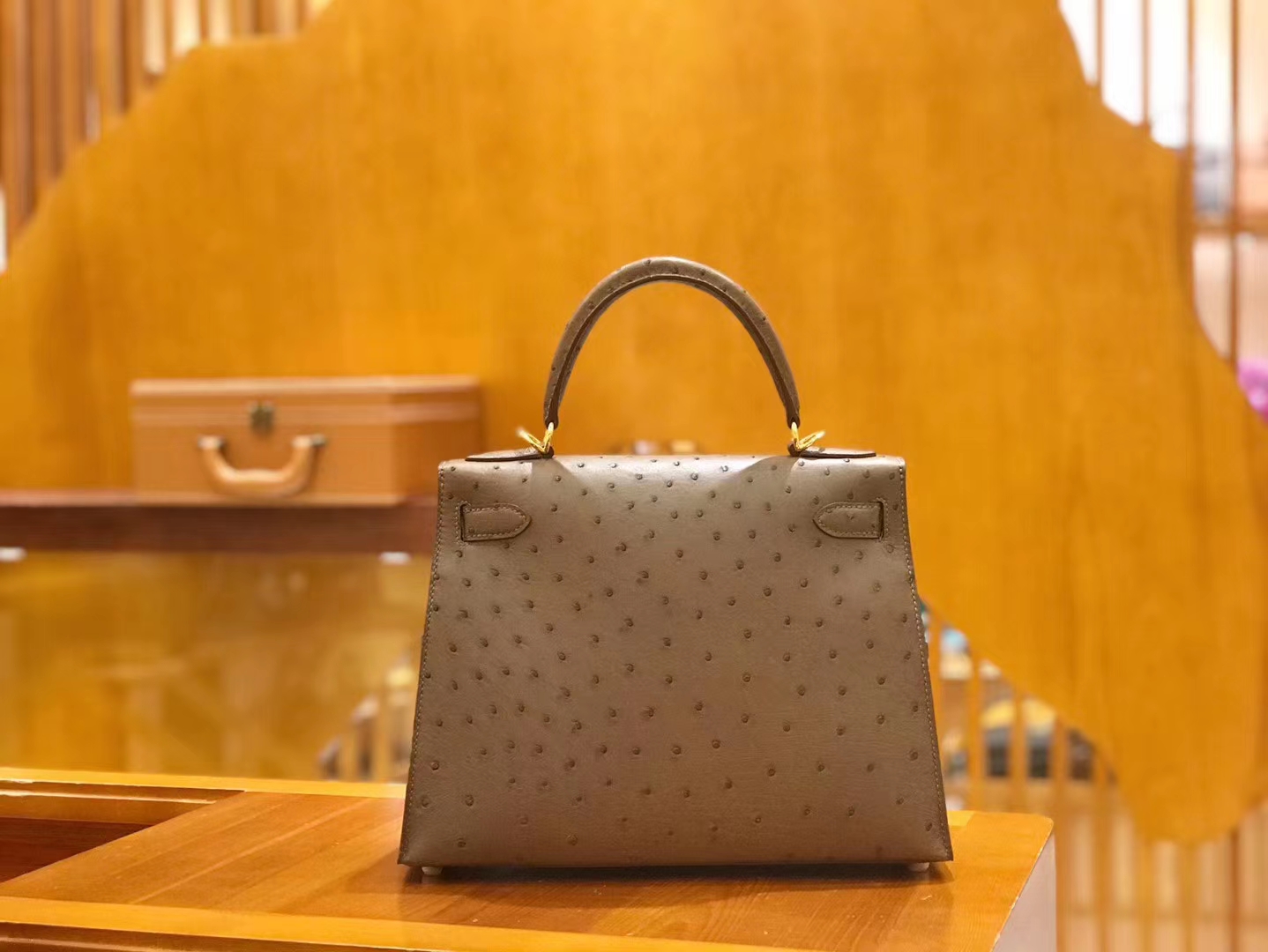 Hermès（爱马仕）Kelly 28cm 摩卡 南非KK鸵鸟皮 金扣 原版蜜蜡线 顶级手缝