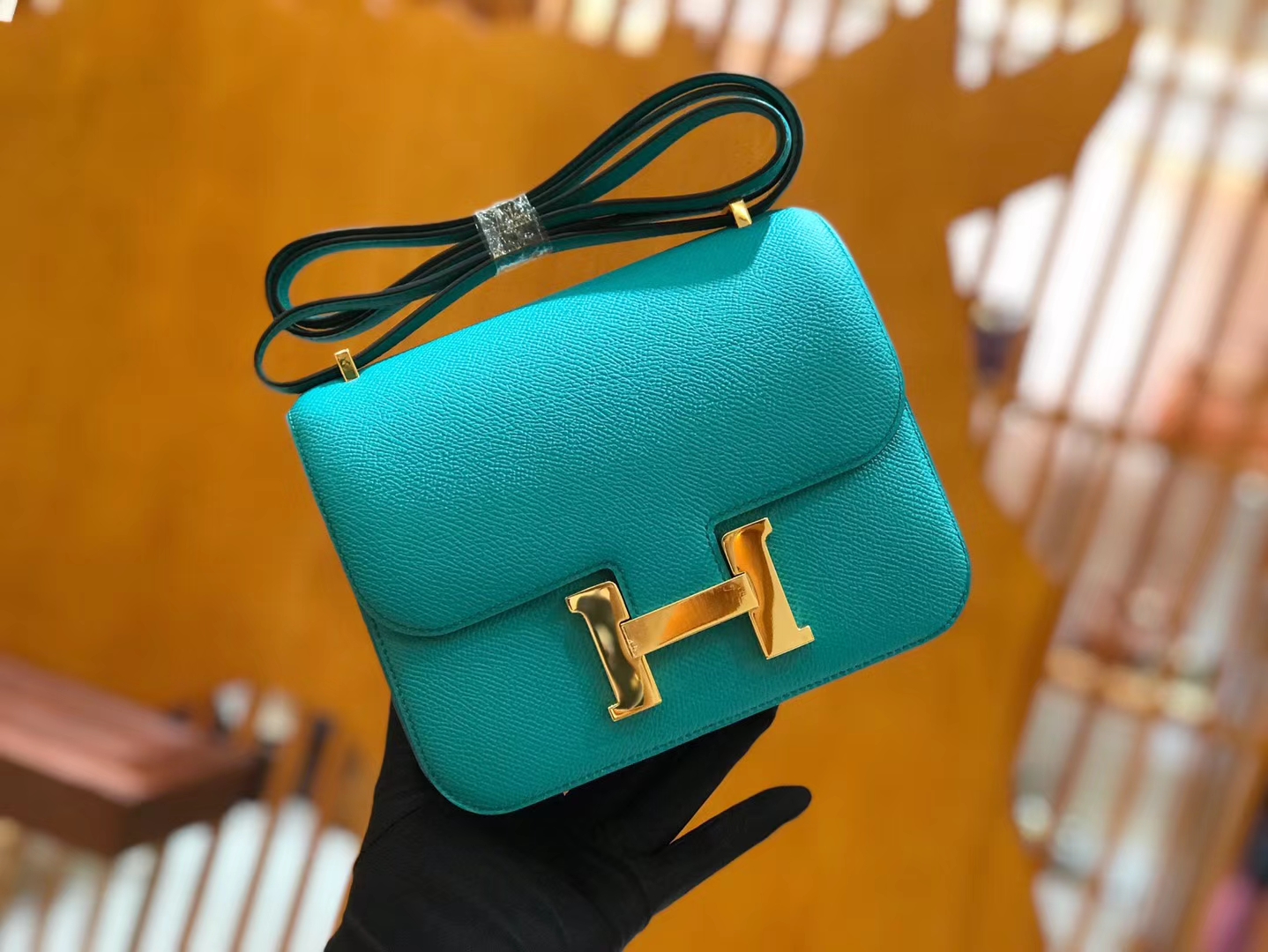 Hermès（爱马仕）康斯坦 18cm 维罗纳绿 Epsom 掌纹小牛皮 金扣 原版蜜蜡线 顶级手缝