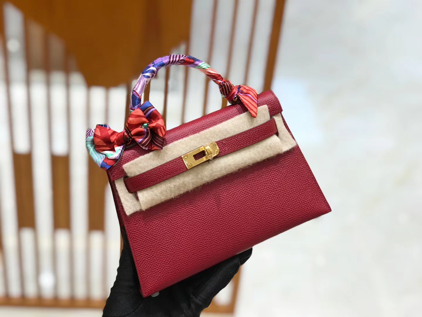 Hermès（爱马仕）Mini kelly 二代 石榴红 Epsom 掌纹小牛皮 金扣 原版蜜蜡线 顶级手缝