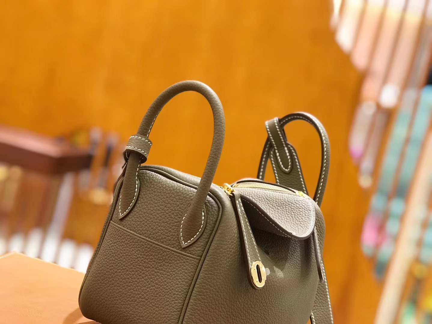 Hermès（爱马仕）Mini Lindy 18cm 大象灰 Togo小牛皮 金扣 原版蜜蜡线 顶级手缝