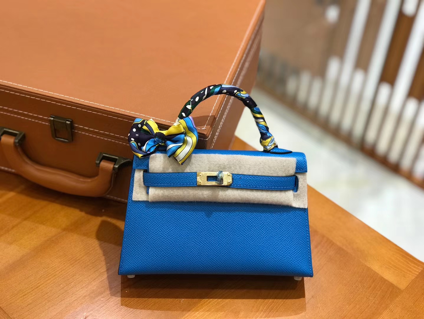 Hermès（爱马仕）Mini kelly 二代 坦桑尼亚蓝 Epsom 掌纹小牛皮 金扣 原版蜜蜡线 顶级手缝