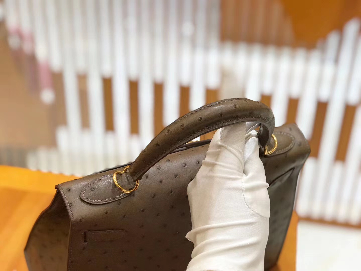 Hermès（爱马仕）Kelly 28cm 摩卡 南非KK鸵鸟皮 金扣 原版蜜蜡线 顶级手缝