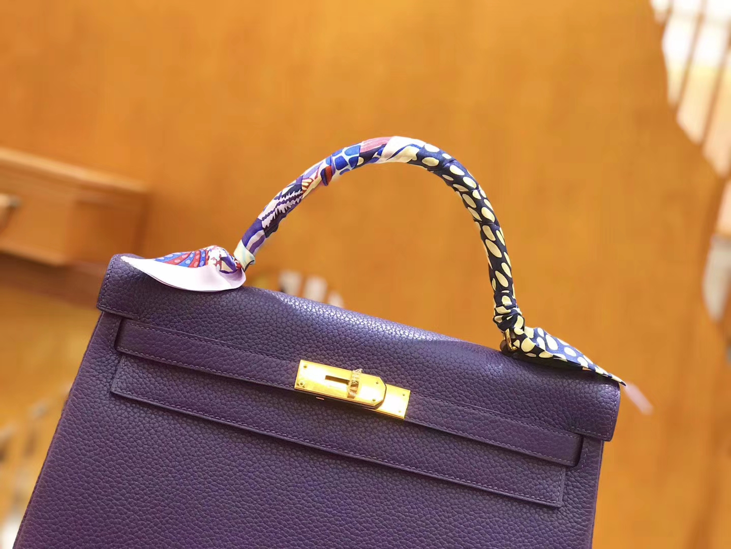 Hermès（爱马仕）Kelly 32cm 梦幻紫 进口togo小牛皮 蜡线 全手工缝制