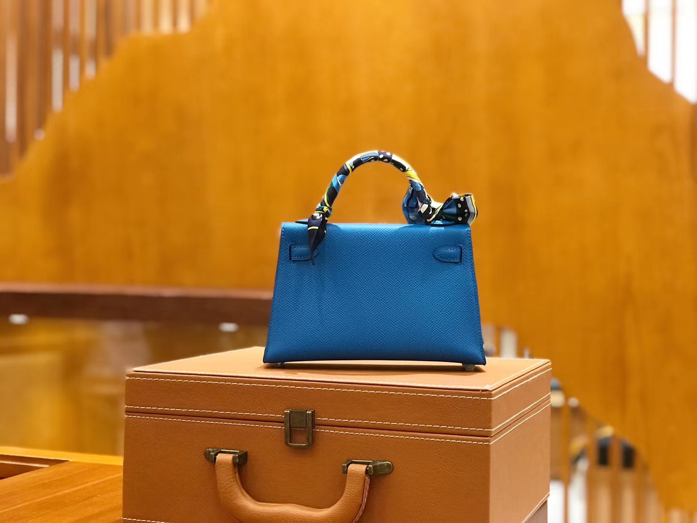 Hermès（爱马仕）Mini kelly 二代 坦桑尼亚蓝 Epsom 掌纹小牛皮 金扣 原版蜜蜡线 顶级手缝
