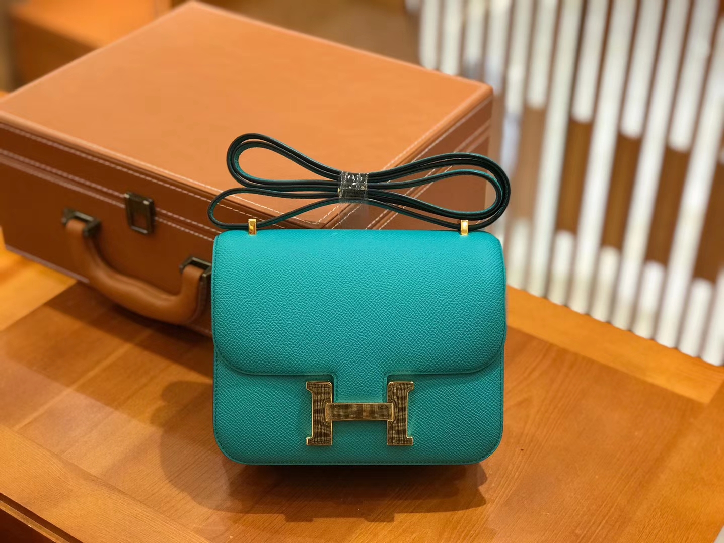 Hermès（爱马仕）康斯坦 18cm 维罗纳绿 Epsom 掌纹小牛皮 金扣 原版蜜蜡线 顶级手缝