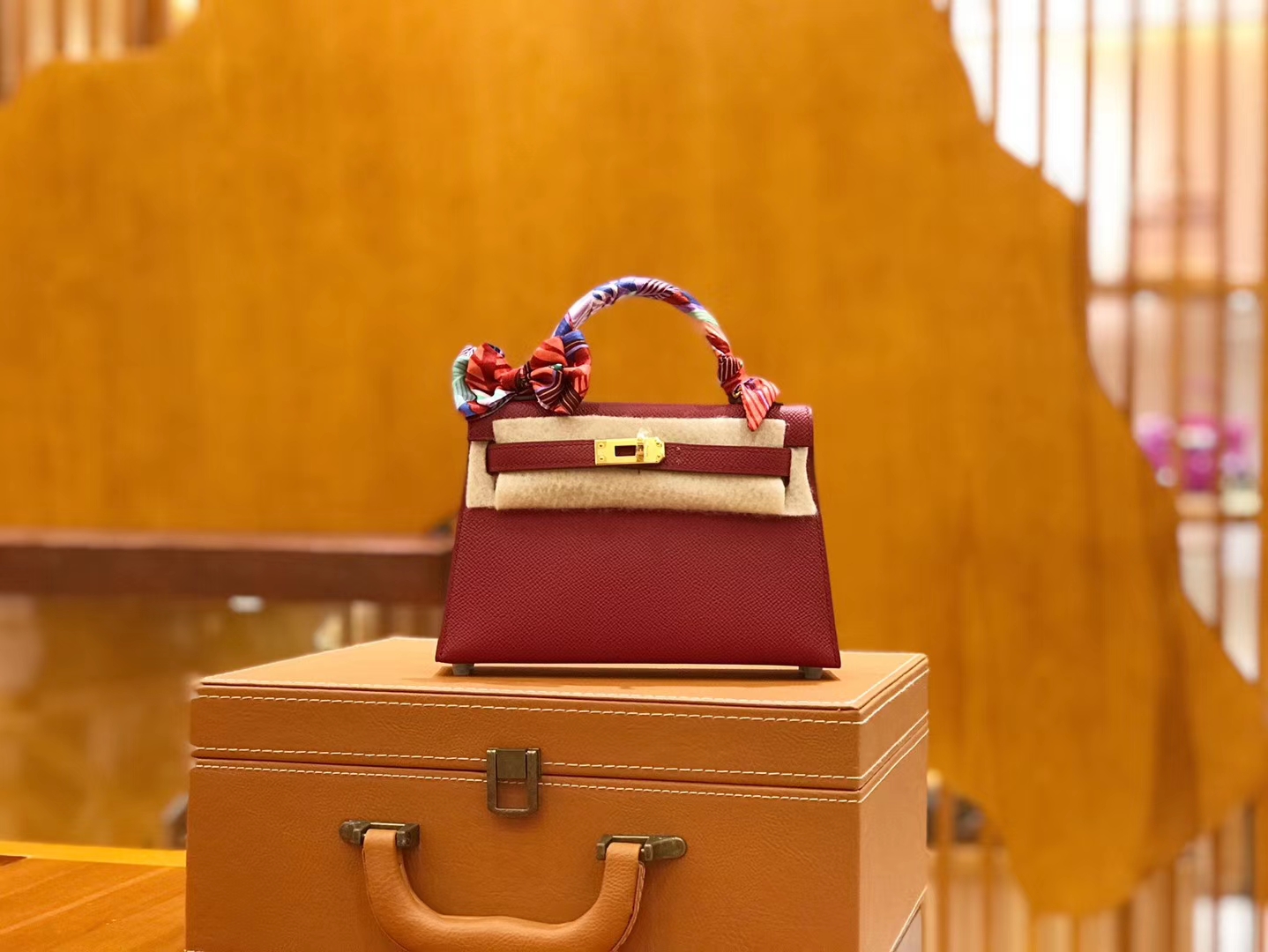 Hermès（爱马仕）Mini kelly 二代 石榴红 Epsom 掌纹小牛皮 金扣 原版蜜蜡线 顶级手缝