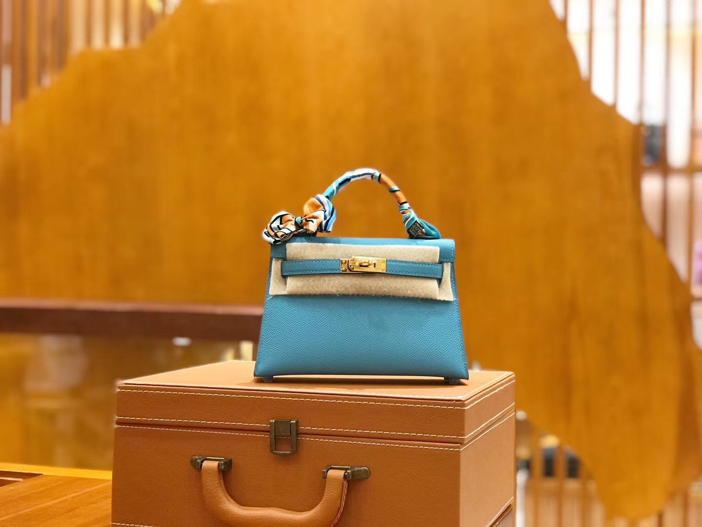 Hermès（爱马仕）Mini kelly 二代 北方蓝 Epsom 掌纹小牛皮 金扣 原版蜜蜡线 顶级手缝