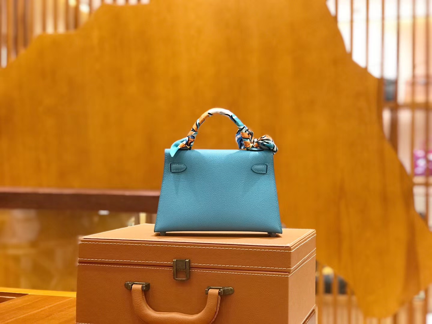 Hermès（爱马仕）Mini kelly 二代 北方蓝 Epsom 掌纹小牛皮 金扣 原版蜜蜡线 顶级手缝