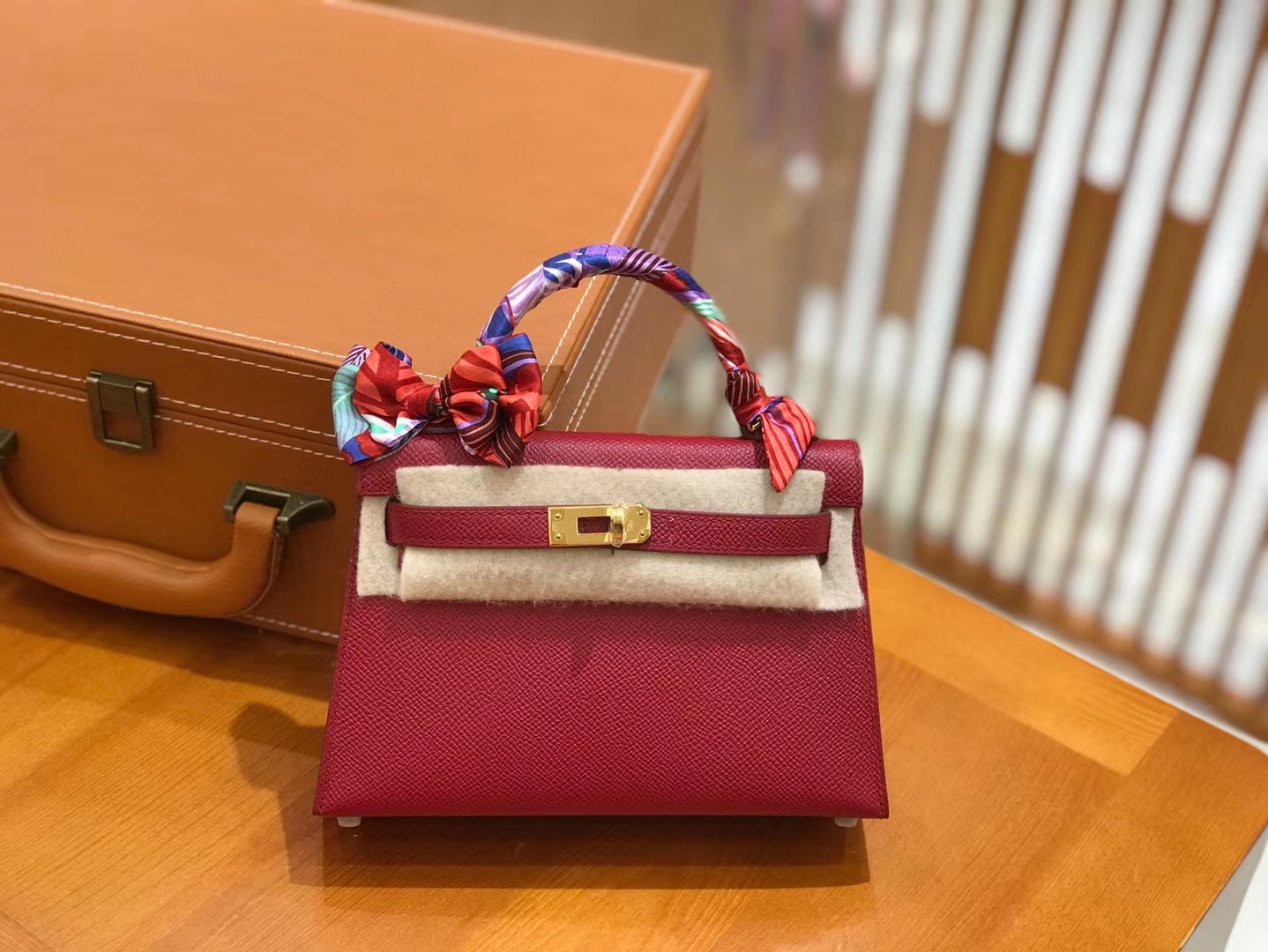 Hermès（爱马仕）Mini kelly 二代 石榴红 Epsom 掌纹小牛皮 金扣 原版蜜蜡线 顶级手缝
