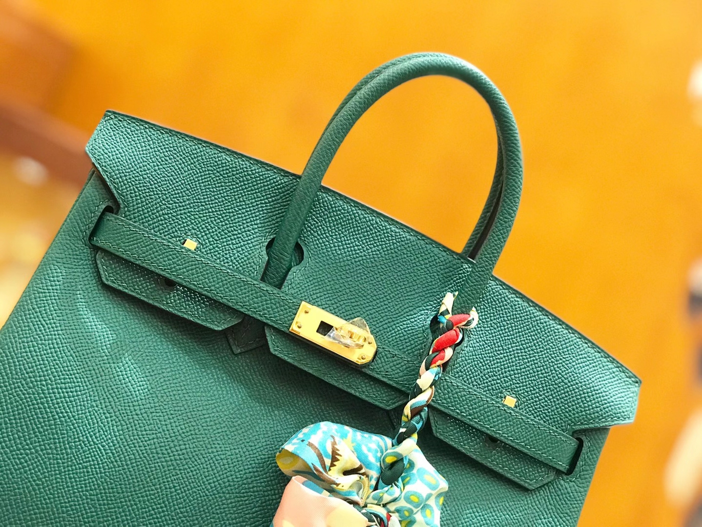 Hermès（爱马仕）Birkin 25cm 孔雀绿 Epsom掌纹小牛皮 金扣 原版蜜蜡线 顶级手缝
