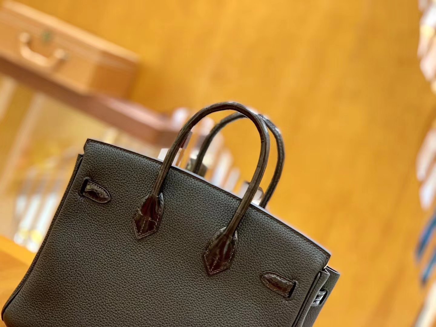 Hermès（爱马仕）Birkin Touch 25cm 经典黑 鳄鱼皮拼Togo皮 金扣 原版蜜蜡线 顶级手缝