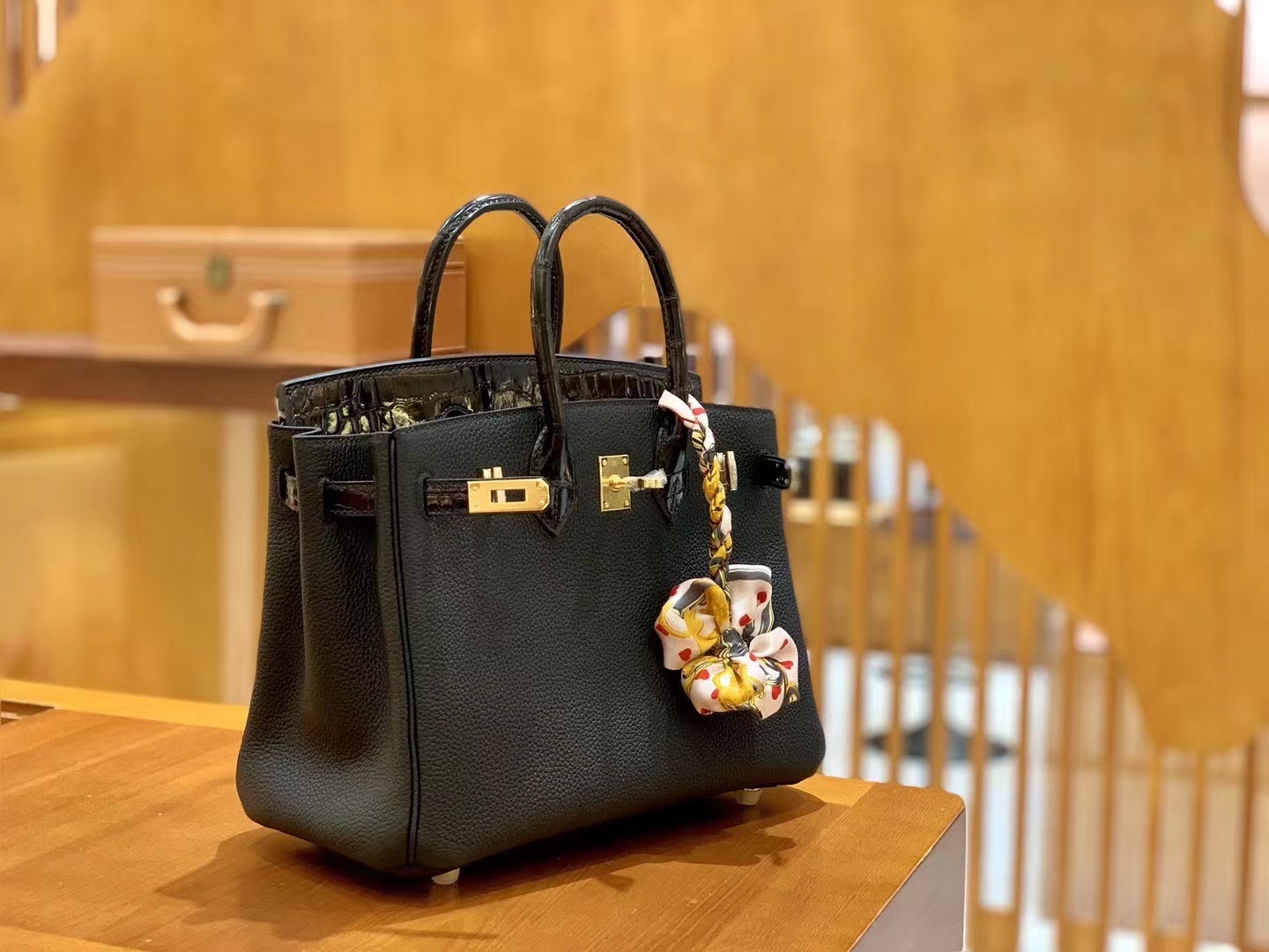 Hermès（爱马仕）Birkin Touch 25cm 经典黑 鳄鱼皮拼Togo皮 金扣 原版蜜蜡线 顶级手缝