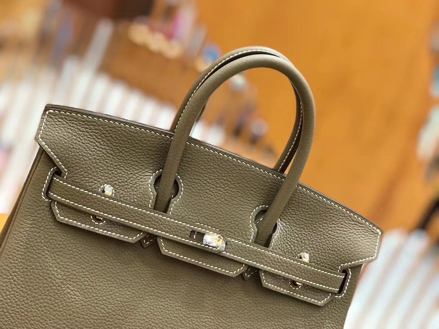 Hermès（爱马仕）Birkin 25cm 大象灰 银扣 进口togo小牛皮 原版蜜蜡线 顶级工艺缝制