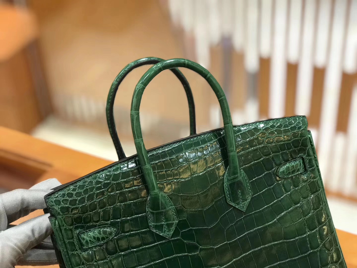 Hermès（爱马仕）Birkin 25cm 祖母绿 进口一级尼罗鳄鱼皮 蜡线 全手工缝制