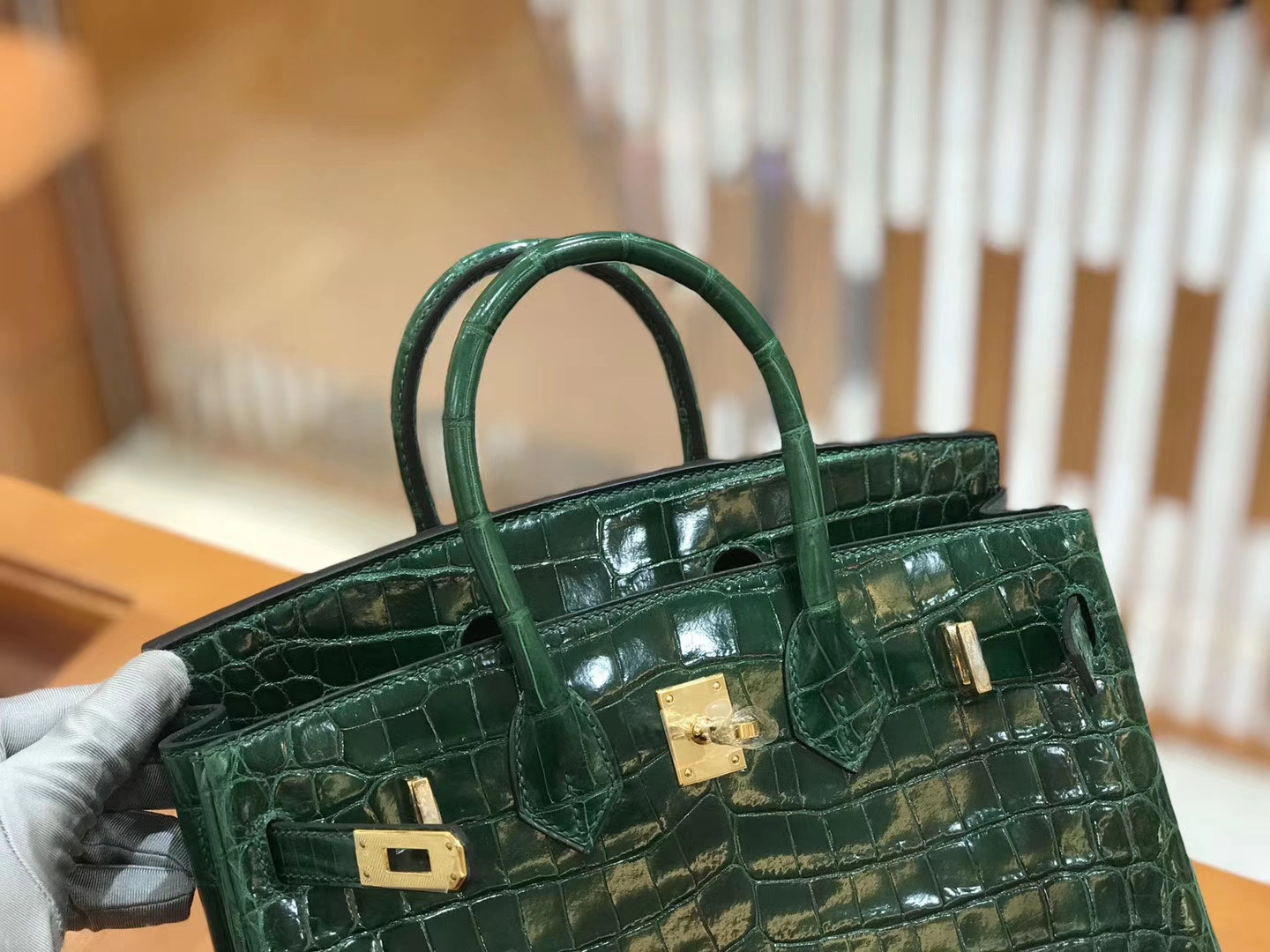 Hermès（爱马仕）Birkin 25cm 祖母绿 进口一级尼罗鳄鱼皮 蜡线 全手工缝制