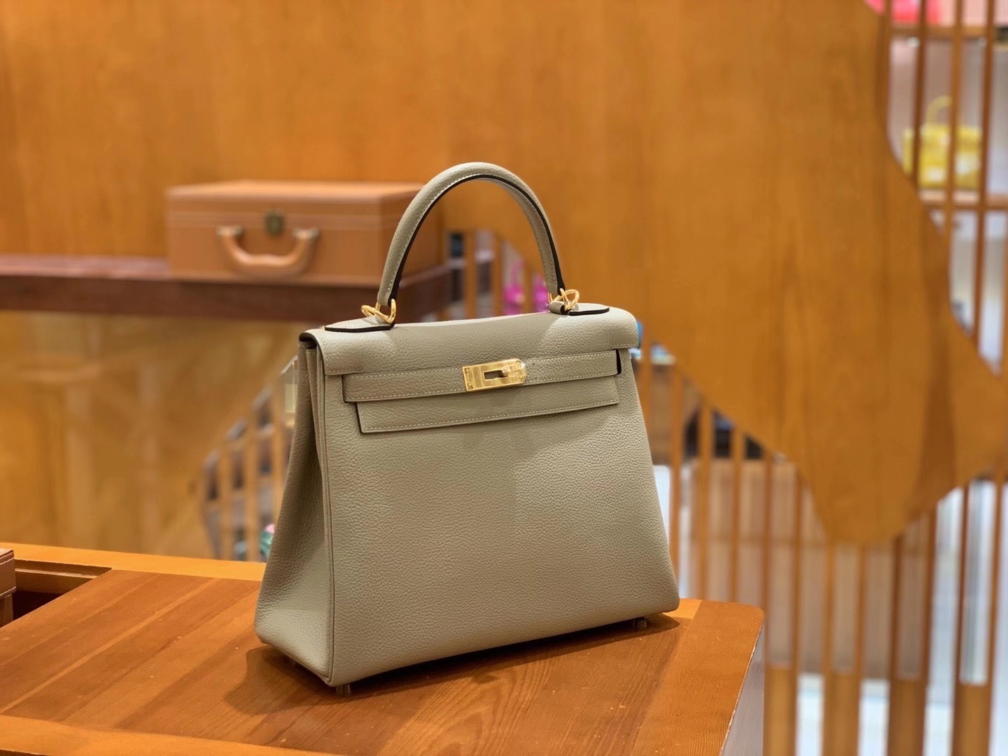 Hermès（爱马仕）Kelly 25cm Togo 斑鸠灰 金扣 全手工缝制 鳄鱼皮高订版本