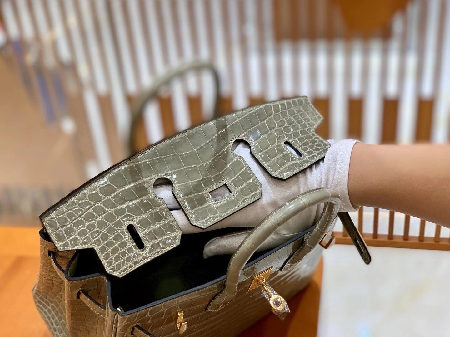 Hermès（爱马仕）Birkin 25cm 一级尼罗鳄鱼皮 81斑鸠灰 高定工序版本 全手工缝制