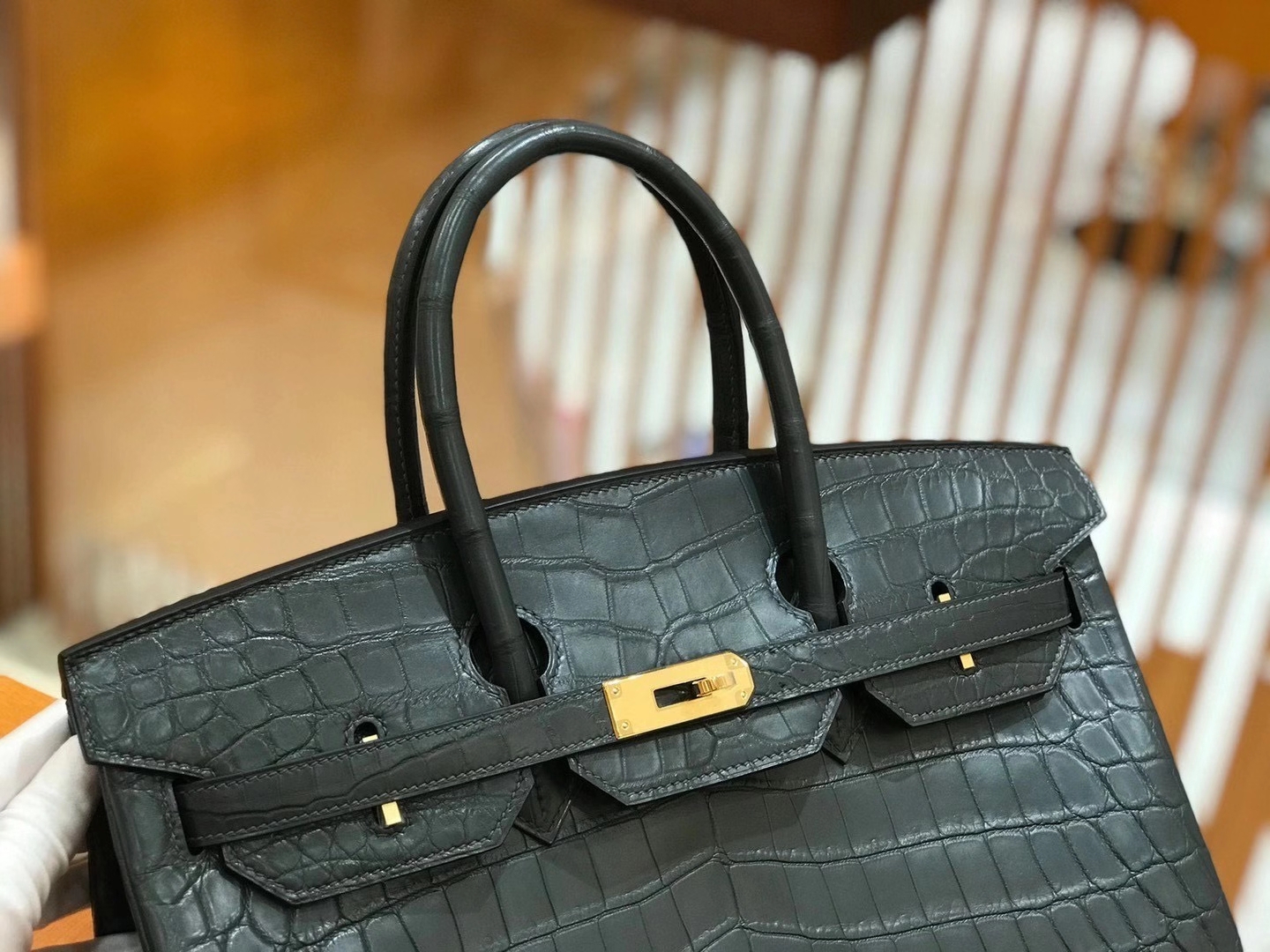 Hermès（爱马仕）Birkin 35cm 鳄鱼皮 铁灰 金扣 全手工缝制