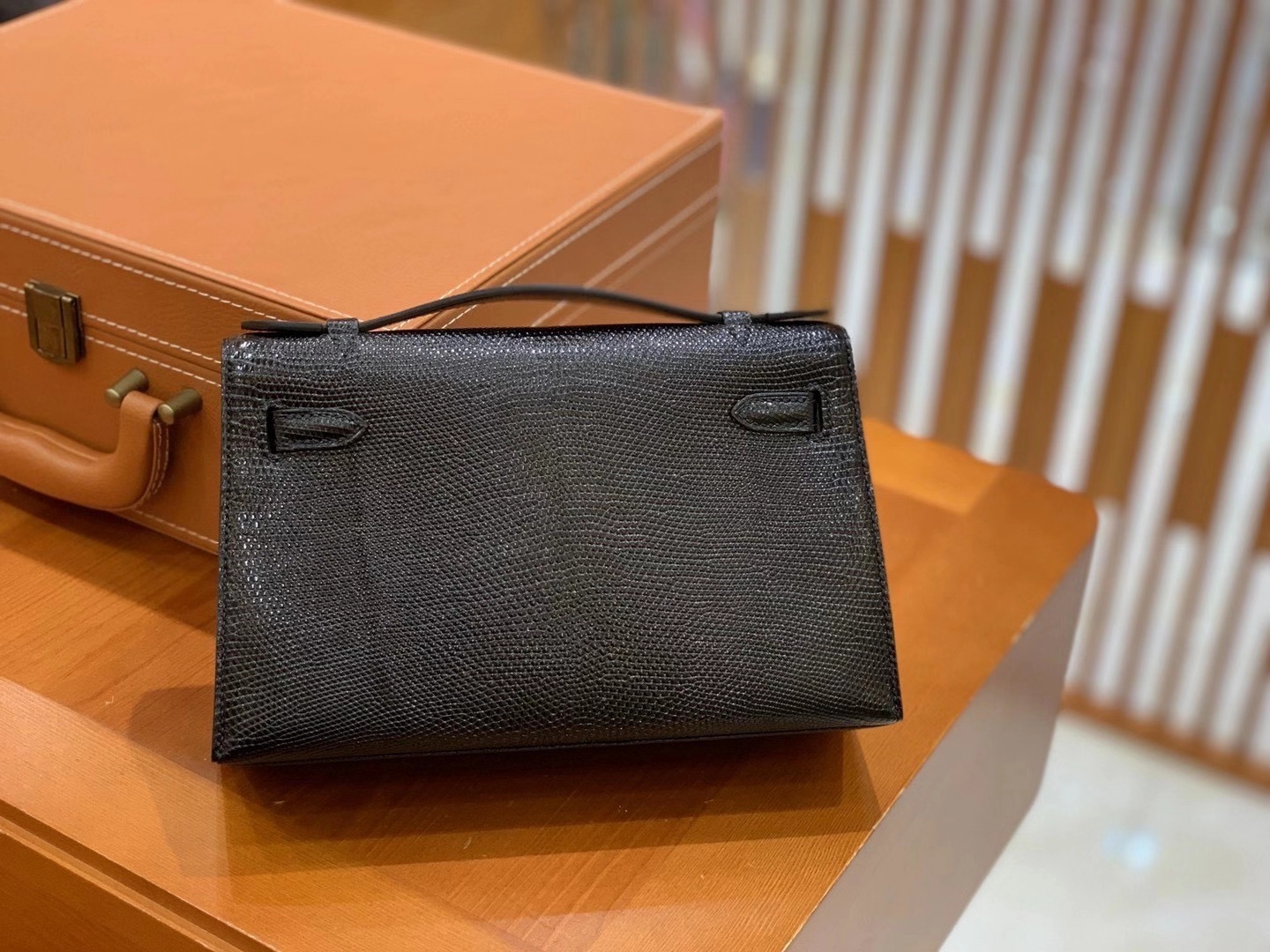 Hermès（爱马仕）迷你1代 22cm 蜥蜴 经典黑银 全手工缝制
